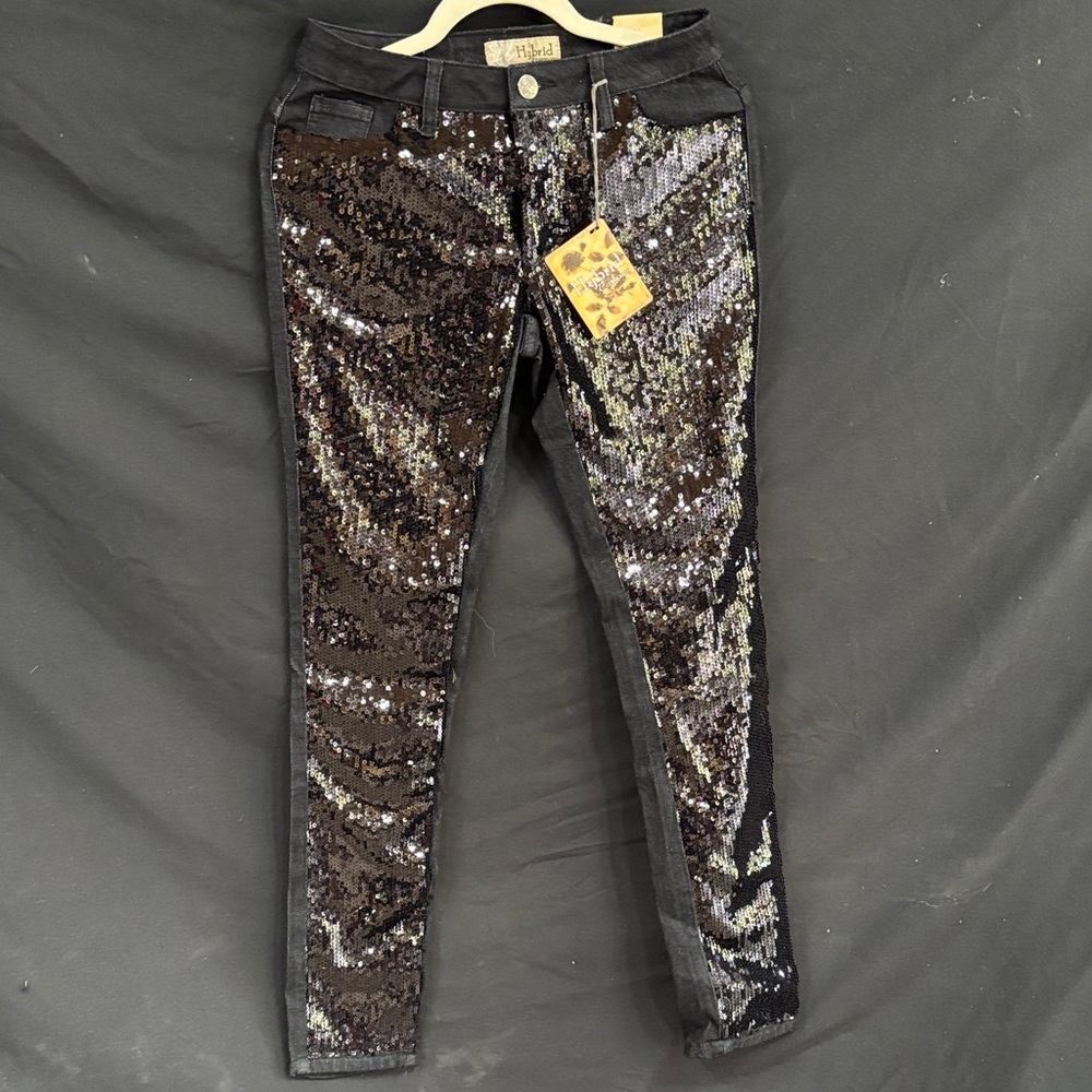 Hybrid & Company Black Sequin Pants